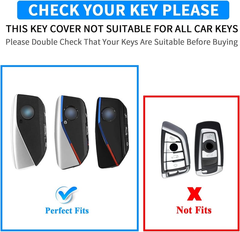 QBUC 2PCS for BMW Key Fob Cover, Soft Silicone Key Case for BMW 2024 2023 2025 7 Series IX I5 M60 X5 X7 X6 IX I7 Car Key Protector with Rings (3 Button,Black) - Image 2
